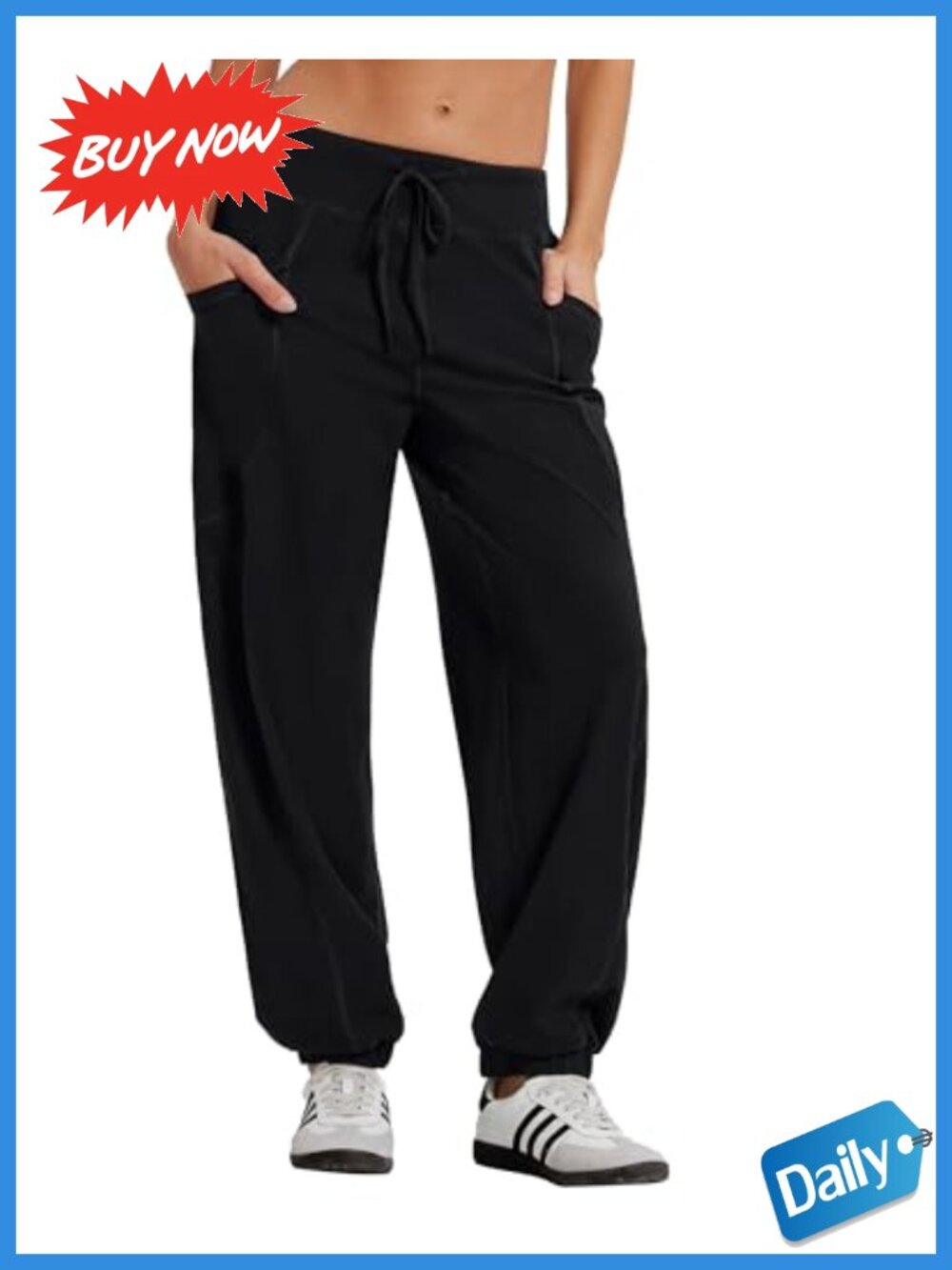 Lightweight Cotton Baggy Jogger Pants Elastic Cuff Track Pants